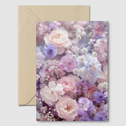 Pink Roses Purple Wildflowers Soft Floral