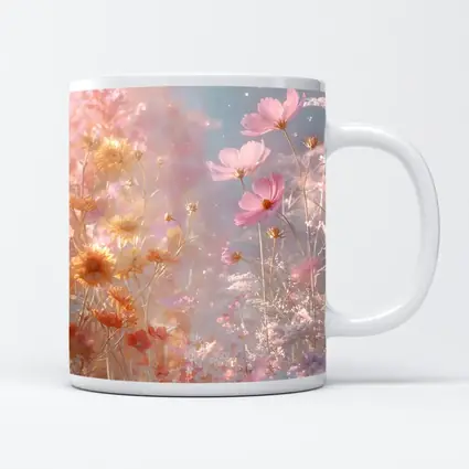 Pink Cosmos Flowers Dreamy Pastel Sky