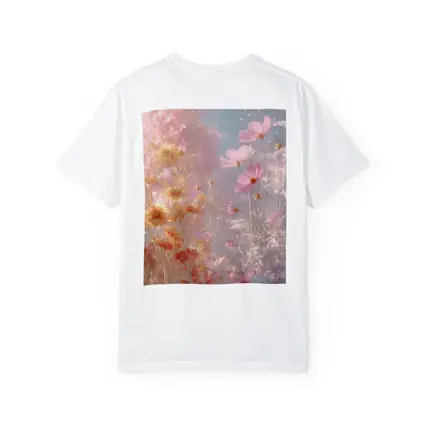Pink Cosmos Flowers Dreamy Pastel Sky