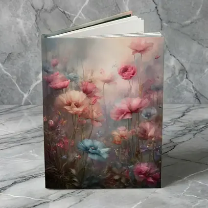 Pink Blue Poppies Dreamy Floral Garden Art