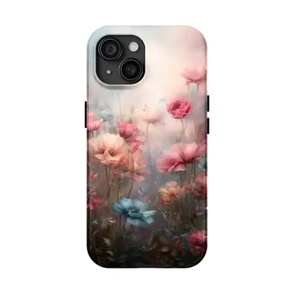 Pink Blue Poppies Dreamy Floral Garden Art