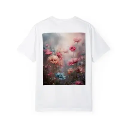 Pink Blue Poppies Dreamy Floral Garden Art