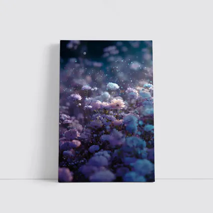 Purple Blue Wildflowers Glowing Night Garden