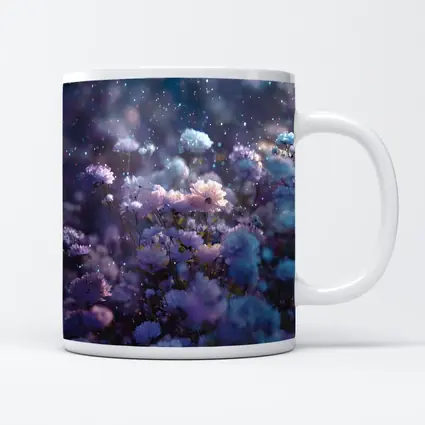 Purple Blue Wildflowers Glowing Night Garden