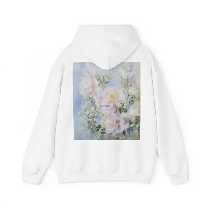 Soft Pink Peonies Blue Floral Painting