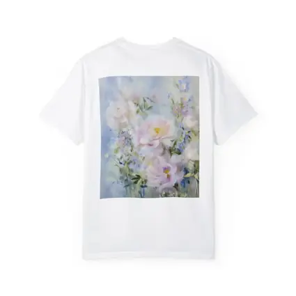 Soft Pink Peonies Blue Floral Painting