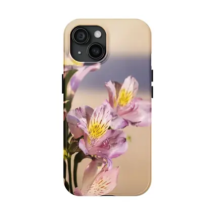 Pink Alstroemeria Flowers Soft Beige Background