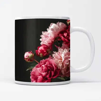 Pink Peonies Bouquet On Dark Background