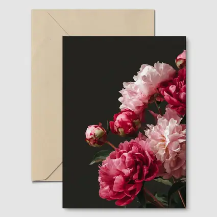 Pink Peonies Bouquet On Dark Background