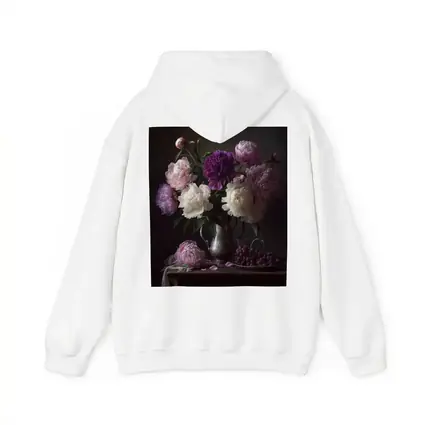 Pink Purple White Peonies Dark Still Life