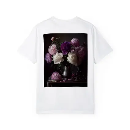 Pink Purple White Peonies Dark Still Life