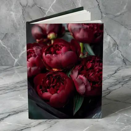 Dark Red Peonies Bouquet On Teal Background