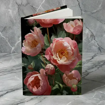Pink Peonies Blooming in Dark Garden