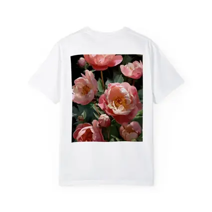 Pink Peonies Blooming in Dark Garden