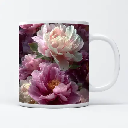 Pink and White Peony Flowers Bloom Art