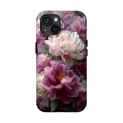 Pink and White Peony Flowers Bloom Art