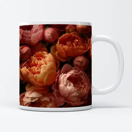 Pink and Orange Peonies Close Up Floral