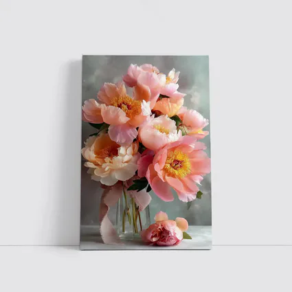 Pink Peony Bouquet In Glass Vase