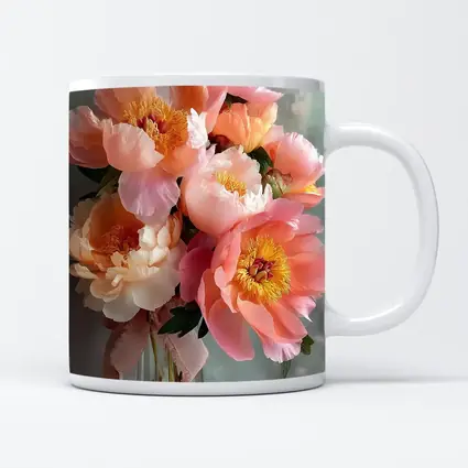 Pink Peony Bouquet In Glass Vase