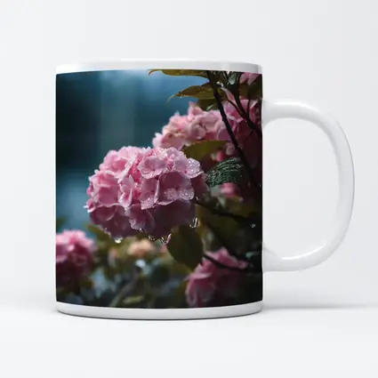Pink Hydrangeas With Rain Drops Moody