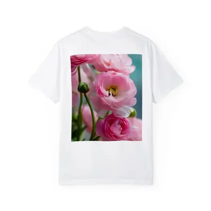 Pink Ranunculus Flowers Soft Blue Background