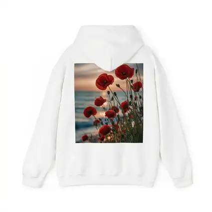 Red Poppies Blooming by Ocean Sunset