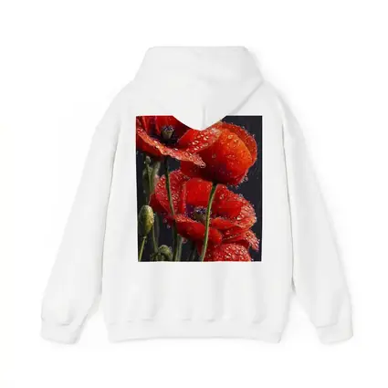 Red Poppies With Rain Drops Dark Background