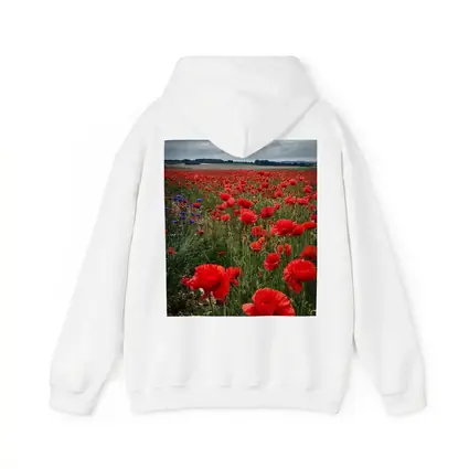 Red Poppies Field Under Cloudy Sky
