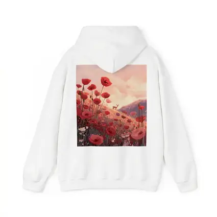 Red Poppies Field Deer Sunset Illustration