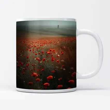 Red Poppies Field Misty Countryside Landscape