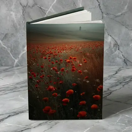 Red Poppies Field Misty Countryside Landscape