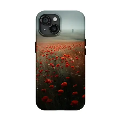 Red Poppies Field Misty Countryside Landscape