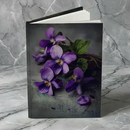 Purple Violet Flowers On Gray Background