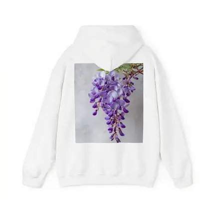 Wisteria Purple Flowers Hanging Gray Background