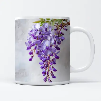 Wisteria Purple Flowers Hanging Gray Background