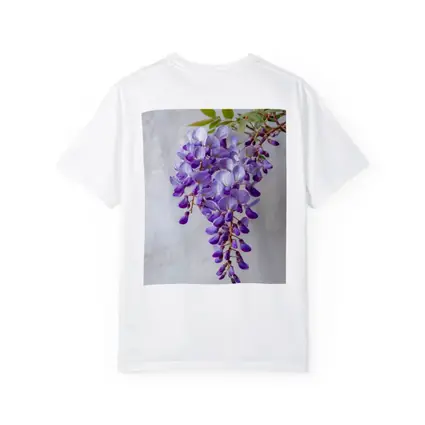 Wisteria Purple Flowers Hanging Gray Background