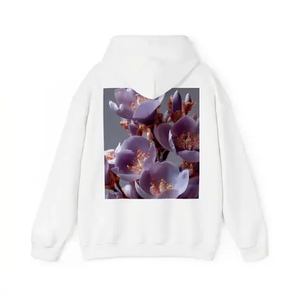 Purple Flowers Golden Stamens Gray Background