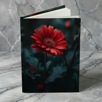 Red Gerbera Daisy With Rain Drops Dark
