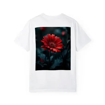 Red Gerbera Daisy With Rain Drops Dark