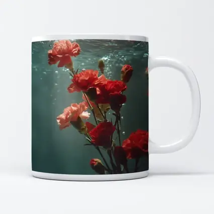 Red Carnations Floating Underwater Dark Background