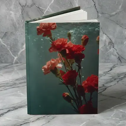 Red Carnations Floating Underwater Dark Background