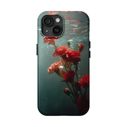 Red Carnations Floating Underwater Dark Background