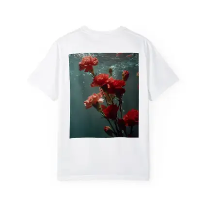Red Carnations Floating Underwater Dark Background