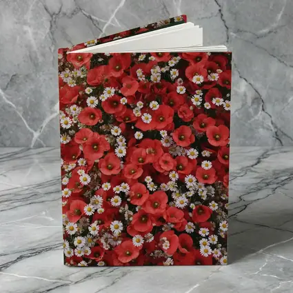 Red Poppies and White Daisies Flower Field