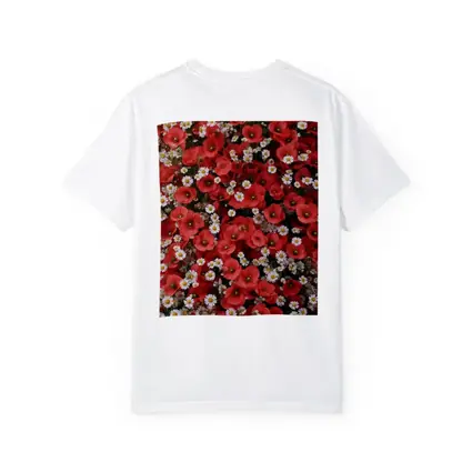 Red Poppies and White Daisies Flower Field