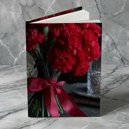 Red Carnations Bouquet With Satin Ribbon