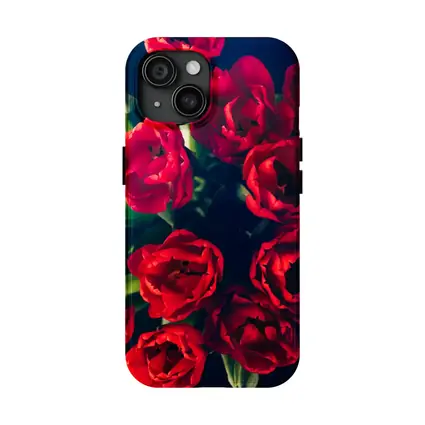 Red Tulips Bouquet Dark Background Floral