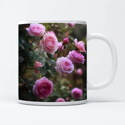 Pink Roses With Rain Drops Garden