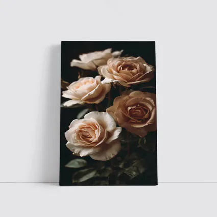 Peach Roses Dark Moody Floral Background
