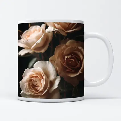 Peach Roses Dark Moody Floral Background